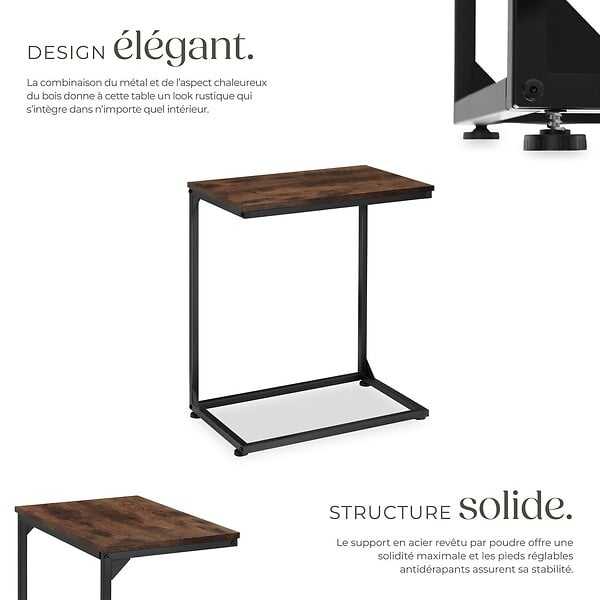 TECTAKE - Table d’appoint CARDIFF 55,5x35x67cm Bois foncé industriel, rustique - large