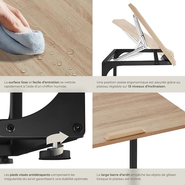 TECTAKE - Table d’appoint Ruston 55x35x66,5cm Bois clair industriel, Chêne Sonoma - large