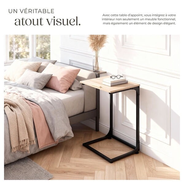 TECTAKE - Table d’appoint Ruston 55x35x66,5cm Bois clair industriel, Chêne Sonoma - large