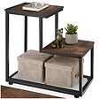 TECTAKE - Table d’appoint HALIFAX 60,5x35,5x60,5cm Bois foncé industriel, rustique - vignette
