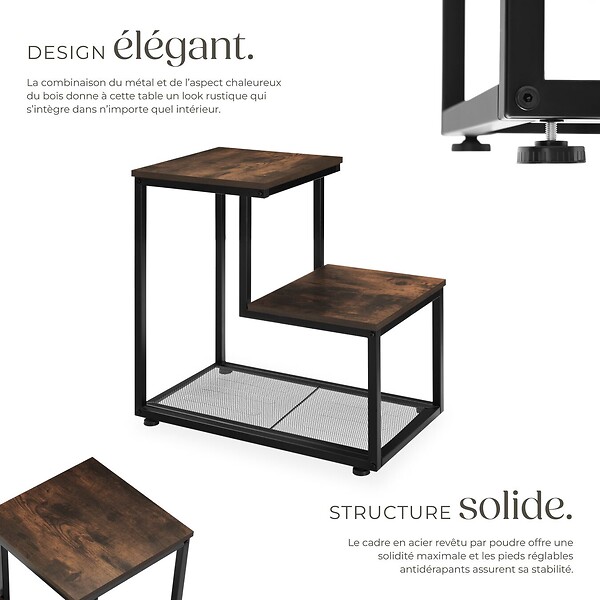 TECTAKE - Table d’appoint HALIFAX 60,5x35,5x60,5cm Bois foncé industriel, rustique - large