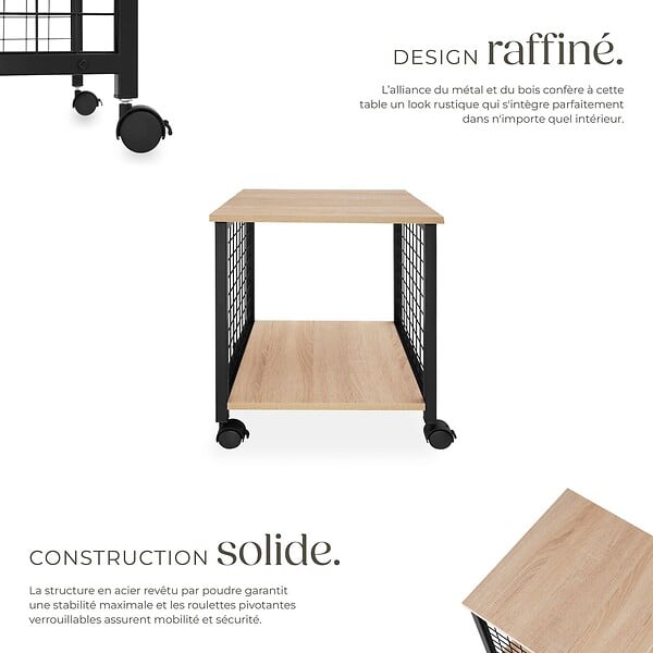 TECTAKE - Table d’appoint Gary 40x40x48cm Bois clair industriel, Chêne Sonoma - large