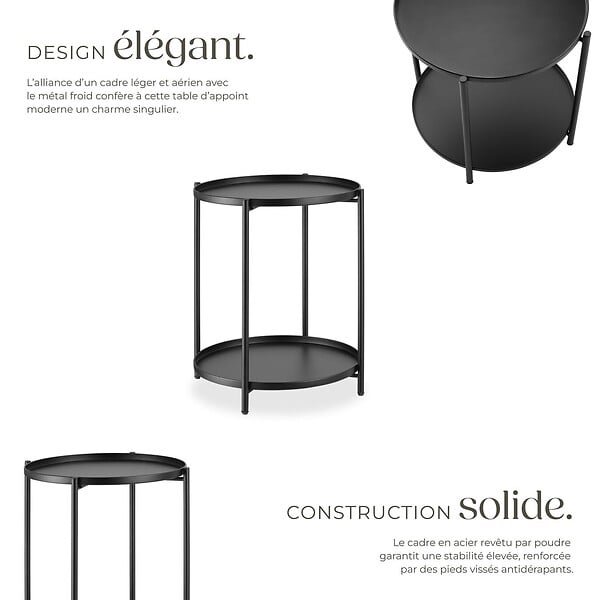 TECTAKE - Table d’appoint OXFORD noir - large