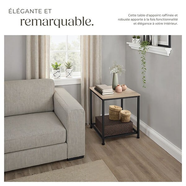 TECTAKE - Table d’appoint DERBY 45,5x45,5x55,5cm Bois clair industriel, Chêne Sonoma - large