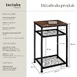 TECTAKE - Table d’appoint YORK 45,5x36x75,5cm Bois foncé industriel, rustique - vignette