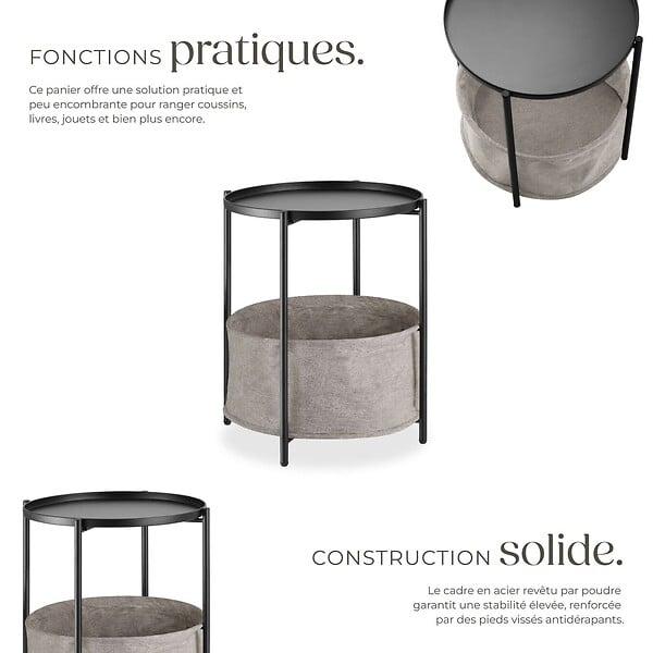 TECTAKE - Table d’appoint CANTERBURY 45,5x45,5x53cm noir - large