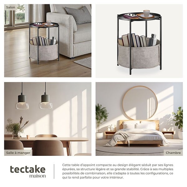 TECTAKE - Table d’appoint CANTERBURY 45,5x45,5x53cm noir - large