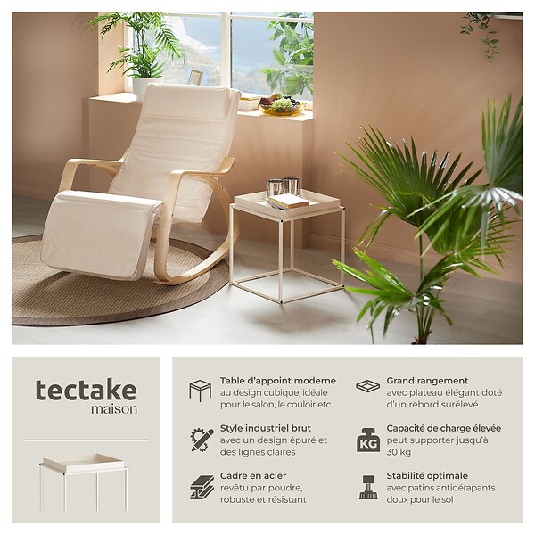 TECTAKE - Table d'appoint CAMBRIDGE 40x40x44cm crème - large