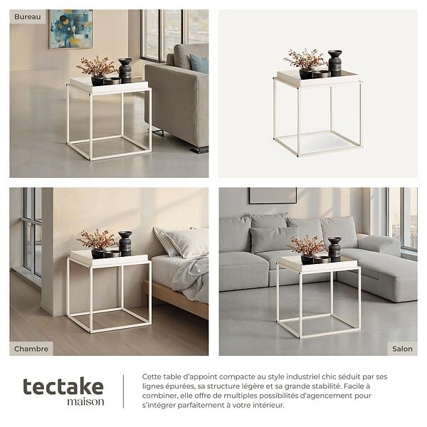 TECTAKE - Table d'appoint CAMBRIDGE 40x40x44cm crème - large