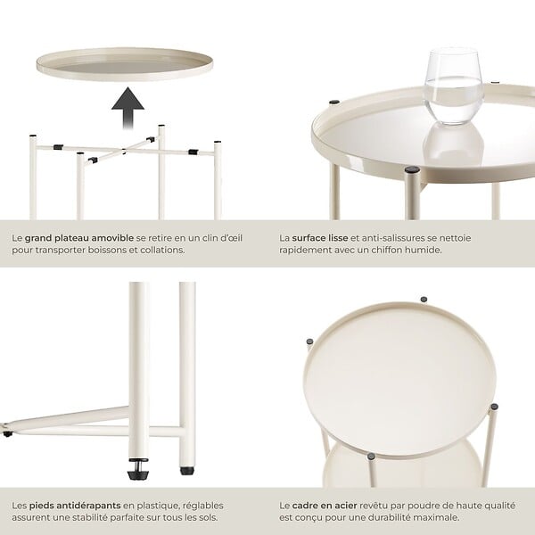 TECTAKE - Table d’appoint OXFORD crème - large
