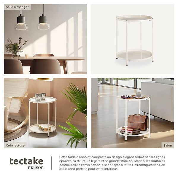 TECTAKE - Table d’appoint OXFORD crème - large