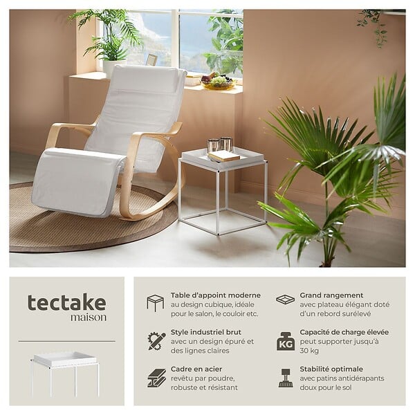 TECTAKE - Table d'appoint CAMBRIDGE 40x40x44cm blanc - large