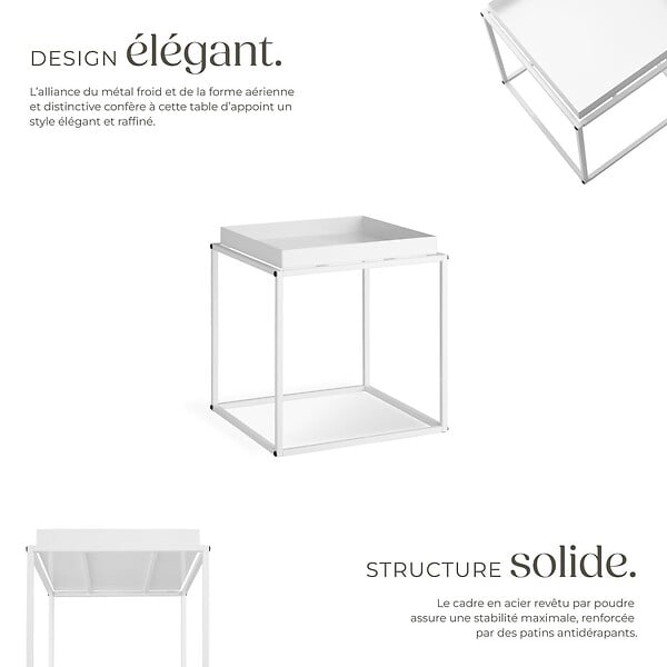TECTAKE - Table d'appoint CAMBRIDGE 40x40x44cm blanc - large