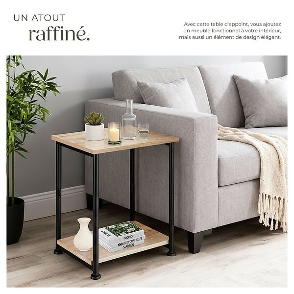 TECTAKE - Table d’appoint Yonkers 38,5x30x51,5cm Bois clair industriel, Chêne Sonoma - large
