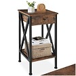 TECTAKE - Table d'appoint Dayton 35x35x70,5cm Bois foncé industriel, rustique - vignette