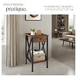 TECTAKE - Table d'appoint Dayton 35x35x70,5cm Bois foncé industriel, rustique - vignette