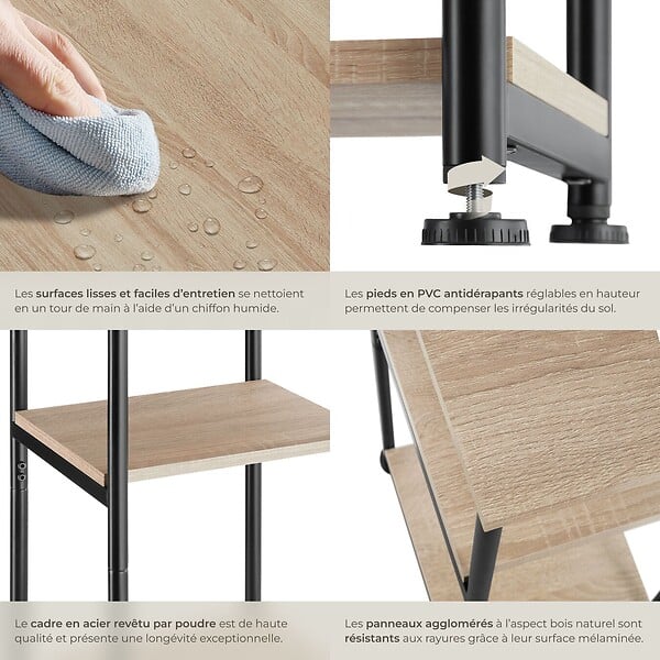 TECTAKE - Table d’appoint Memphis 34x30x59cm Bois clair industriel, Chêne Sonoma - large