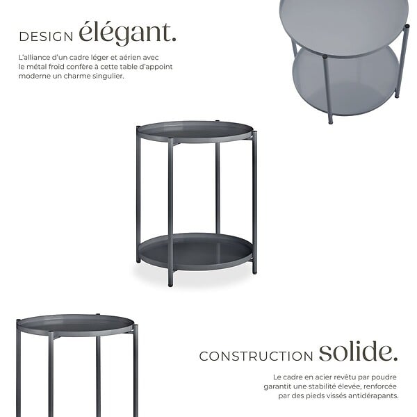 TECTAKE - Table d’appoint OXFORD gris foncé - large