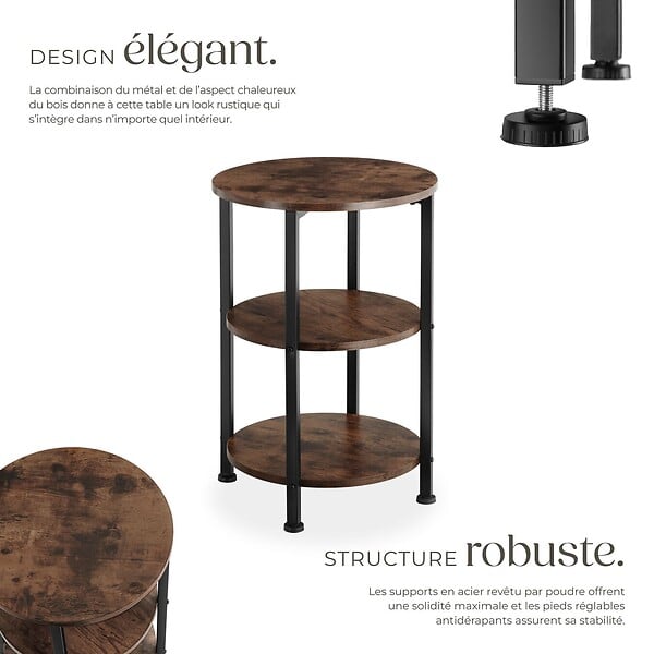 TECTAKE - Table d’appoint COLCHESTER 40x61cm Bois foncé industriel, rustique - large