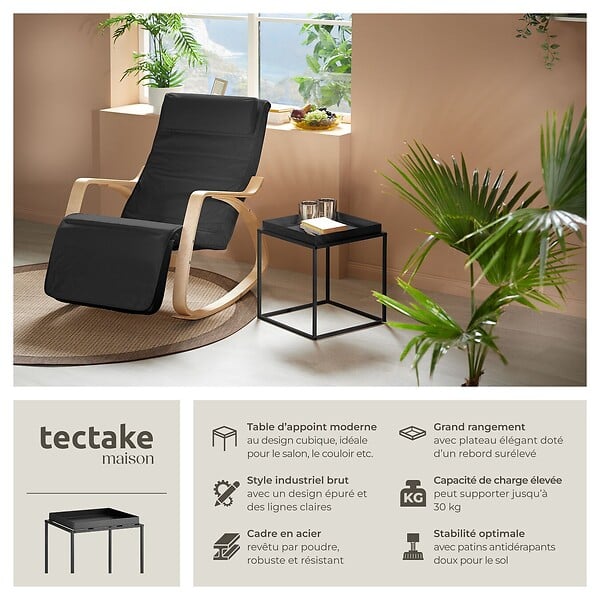 TECTAKE - Table d'appoint CAMBRIDGE 40x40x44cm noir - large