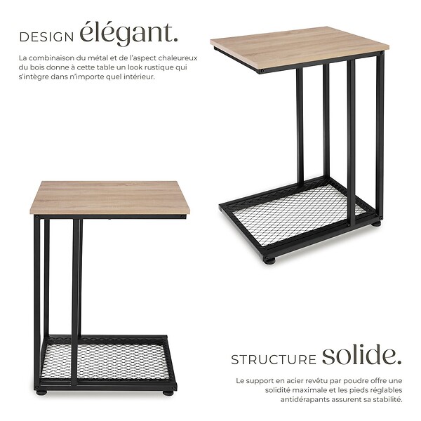 TECTAKE - Table d’appoint ETON 48x35x66cm Bois clair industriel, Chêne Sonoma - large