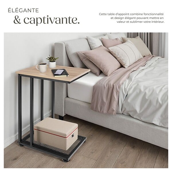TECTAKE - Table d’appoint ETON 48x35x66cm Bois clair industriel, Chêne Sonoma - large