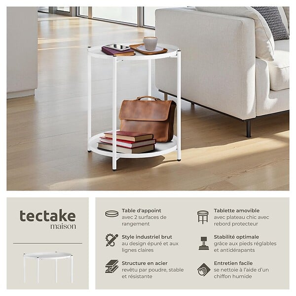 TECTAKE - Table d’appoint OXFORD blanc - large