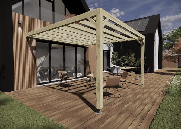 MA PERGOLA BOIS - Pergola bois - 4m x 4m - adossée - sens largeur - livraison comprise - large