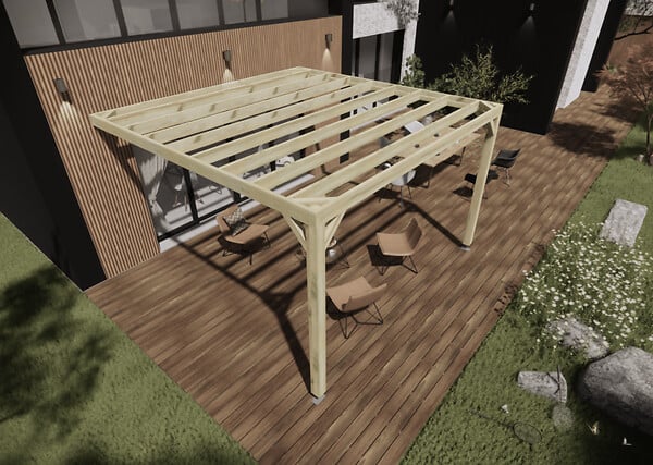 MA PERGOLA BOIS - Pergola bois - 4m x 4m - adossée - sens largeur - livraison comprise - large