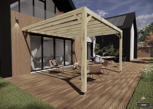 MA PERGOLA BOIS - Pergola bois - 4m x 4m - adossée - sens profondeur - livraison comprise - large