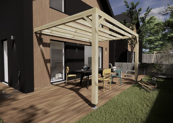 MA PERGOLA BOIS - Pergola bois - 4m x 3m - adossée - sens largeur - livraison comprise - large