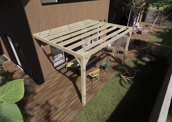 MA PERGOLA BOIS - Pergola bois - 4m x 3m - adossée - sens largeur - livraison comprise - large