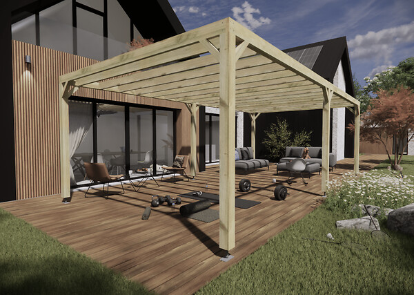 MA PERGOLA BOIS - Pergola bois - 8m x 4m - indépendante - sens profondeur - livraison comprise - large