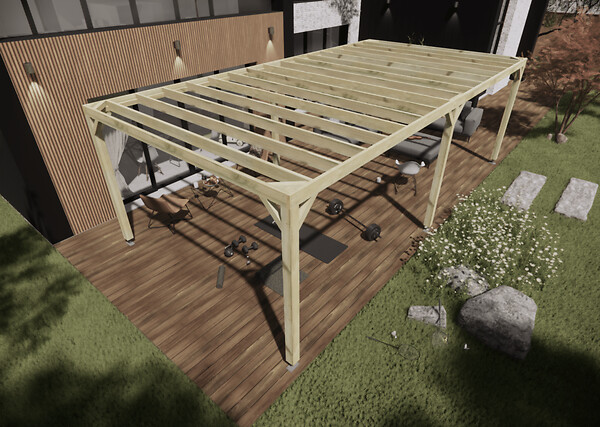 MA PERGOLA BOIS - Pergola bois - 8m x 4m - indépendante - sens profondeur - livraison comprise - large