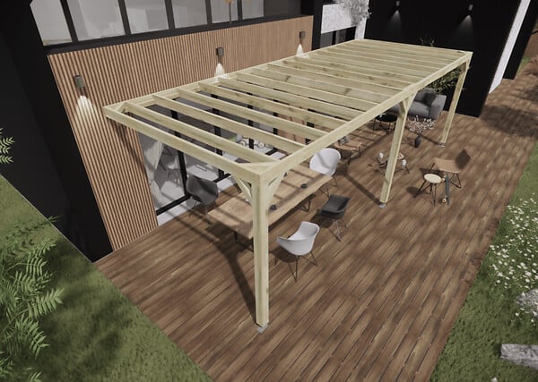 MA PERGOLA BOIS - Pergola bois - 8m x 3m - adossée - sens profondeur - livraison comprise - large