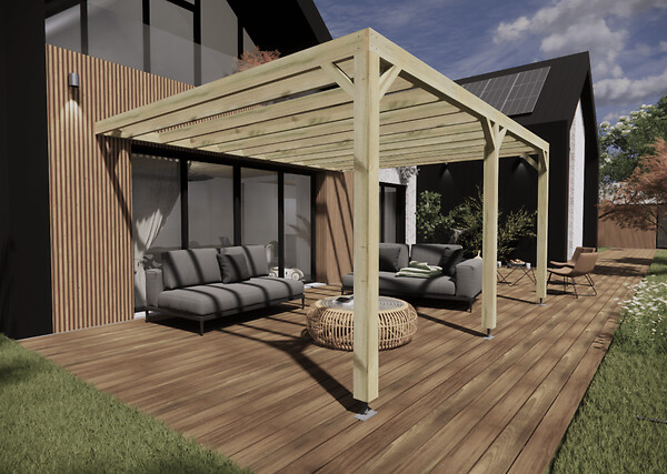 MA PERGOLA BOIS - Pergola bois - 5m x 4m - adossée - sens profondeur - livraison comprise - large