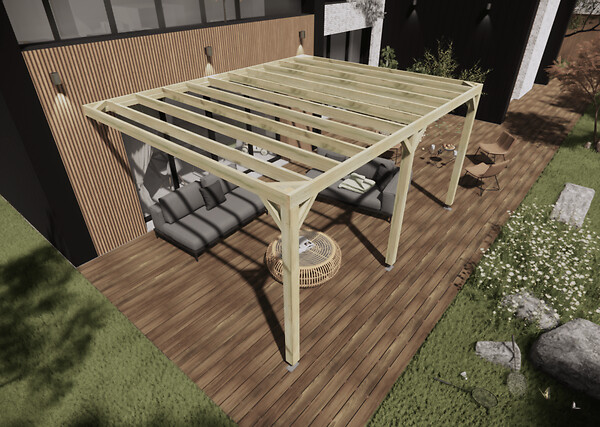 MA PERGOLA BOIS - Pergola bois - 5m x 4m - adossée - sens profondeur - livraison comprise - large