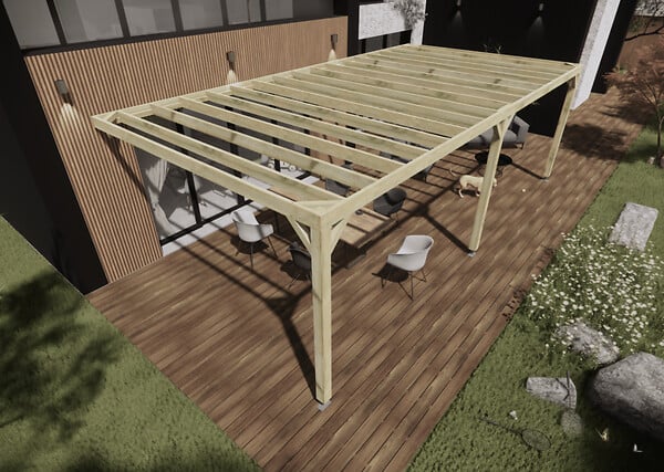 MA PERGOLA BOIS - Pergola bois - 8m x 4m - adossée - sens profondeur - livraison comprise - large