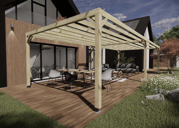 MA PERGOLA BOIS - Pergola bois - 10m x 4m - indépendante - sens largeur - livraison comprise - large