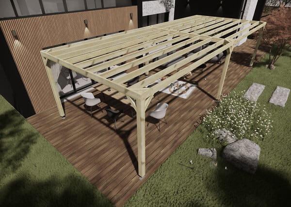 MA PERGOLA BOIS - Pergola bois - 10m x 4m - indépendante - sens largeur - livraison comprise - large