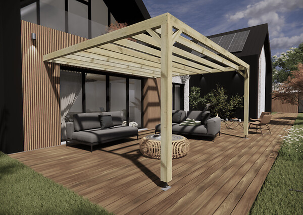 MA PERGOLA BOIS - Pergola bois - 5m x 4m - adossée - sens largeur - livraison comprise - large