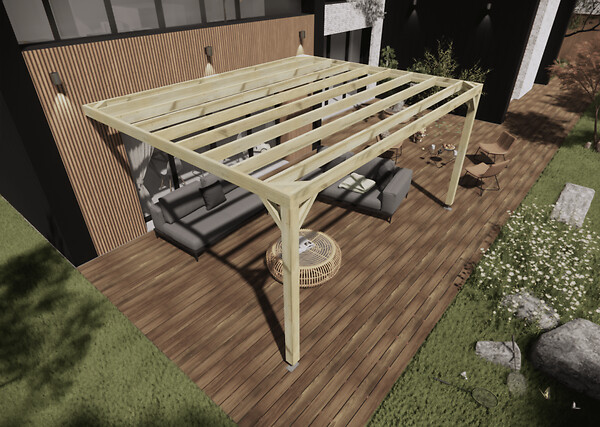 MA PERGOLA BOIS - Pergola bois - 5m x 4m - adossée - sens largeur - livraison comprise - large