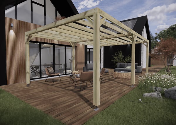 MA PERGOLA BOIS - Pergola bois - 6m x 4m - indépendante - sens largeur - livraison comprise - large