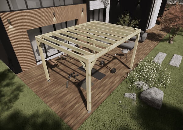 MA PERGOLA BOIS - Pergola bois - 4m x 3m - indépendante - sens profondeur - livraison comprise - large