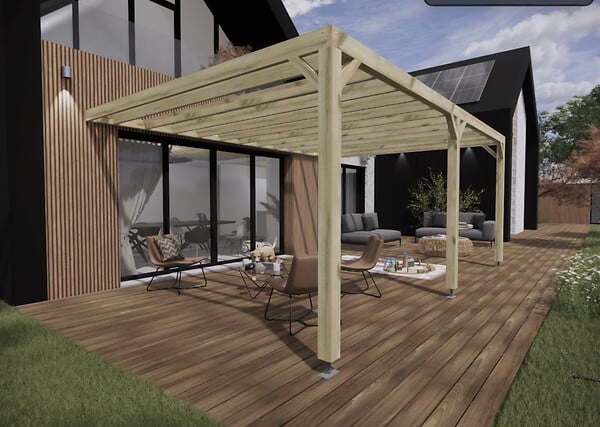MA PERGOLA BOIS - Pergola bois - 6m x 4m - adossée - sens profondeur - livraison comprise - large