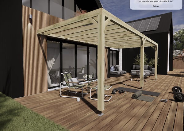MA PERGOLA BOIS - Pergola bois - 7m x 3m - adossée - sens profondeur - livraison comprise - large