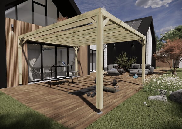 MA PERGOLA BOIS - Pergola bois - 4m x 5m - indépendante - sens profondeur - livraison comprise - large
