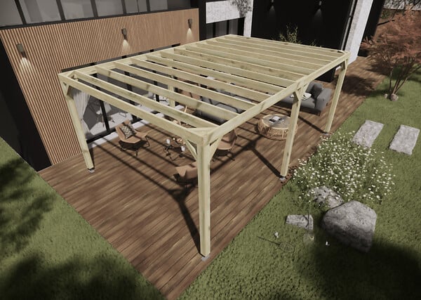 MA PERGOLA BOIS - Pergola bois - 6m x 4m - indépendante - sens profondeur - livraison comprise - large