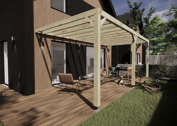 MA PERGOLA BOIS - Pergola bois - 6m x 3m - adossée - sens profondeur - livraison comprise - large