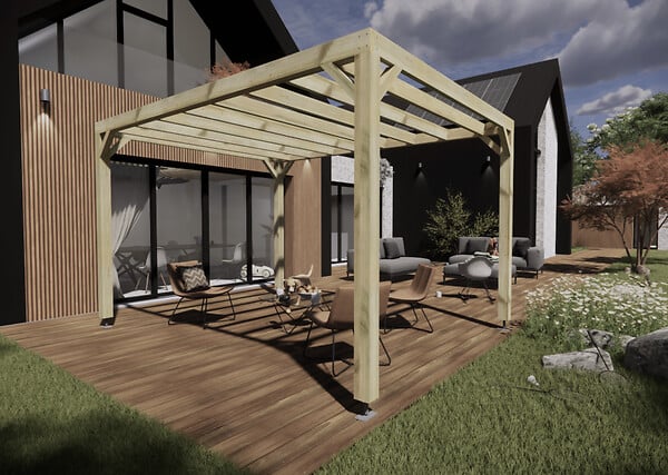 MA PERGOLA BOIS - Pergola bois - 3m x 4m - indépendante - sens largeur - livraison comprise - large